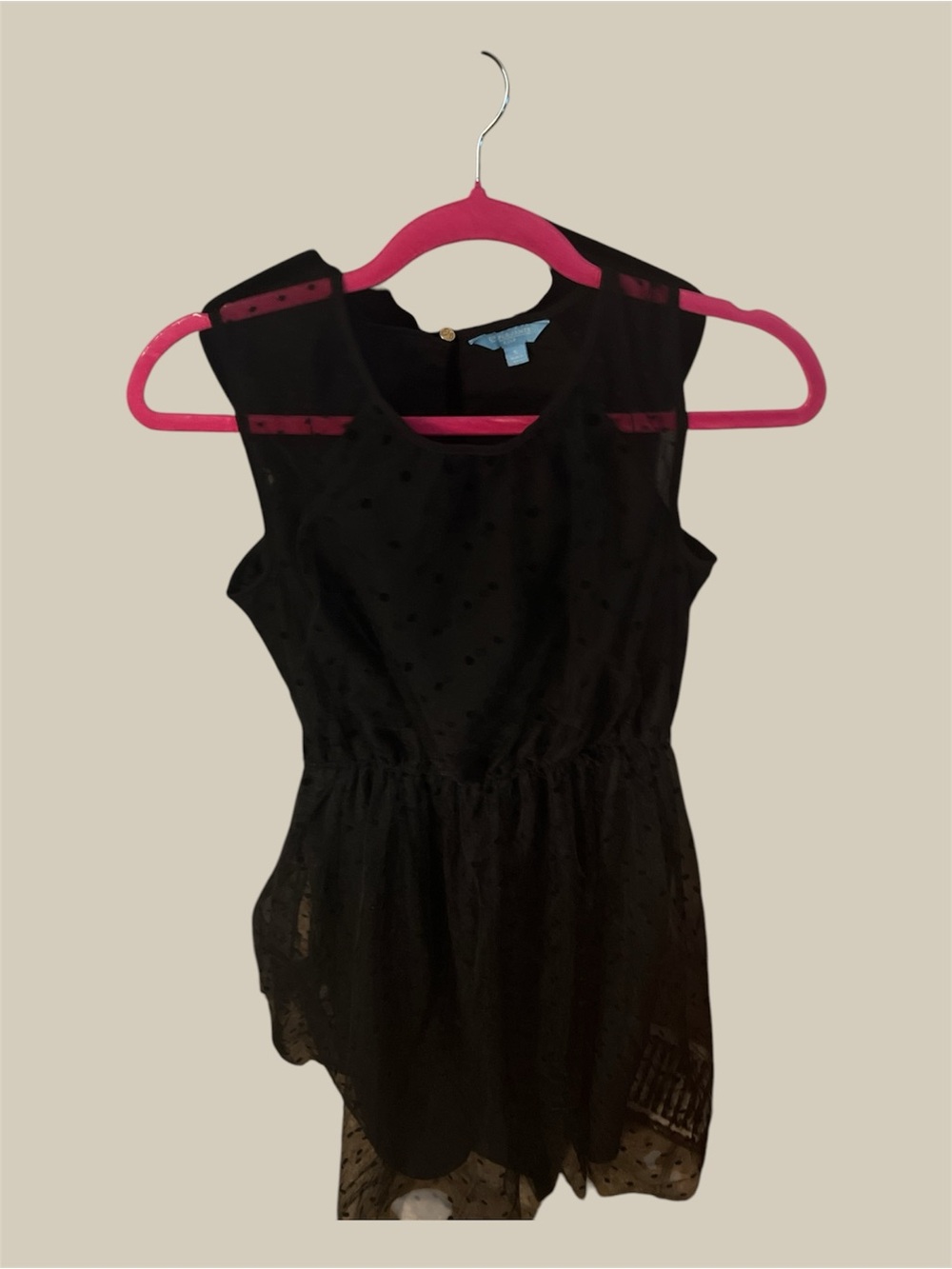 Draper James Black Sleeveless Polka Dot, tulle dress, small ( missing belt)